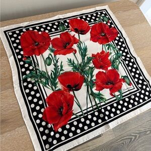 Dolce & Gabbana Silk Floral Red and Black Polka Dot Scarf BRAND NEW Never Used